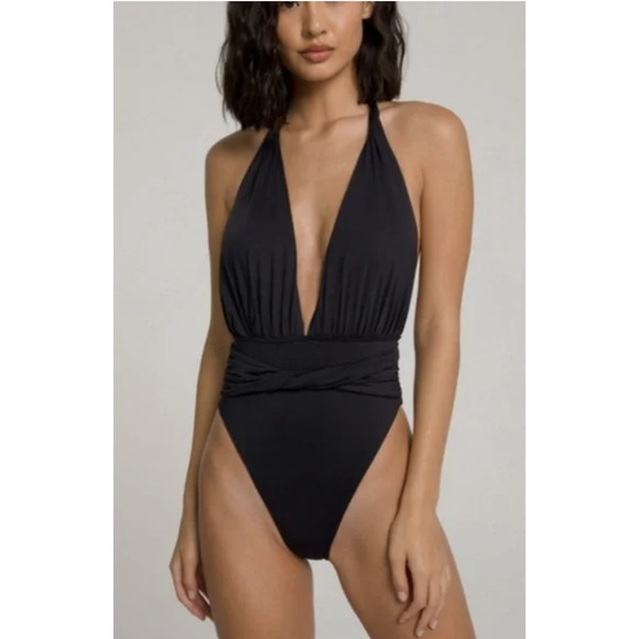 Good American Swim Good American Waist Cincher Swimsuit Plunge Neck